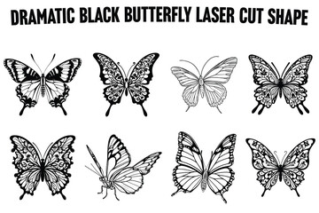 Dramatic Black Butterfly Laser Cut Shape