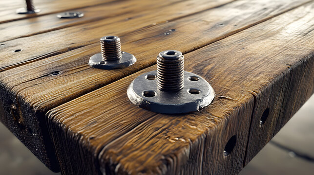 una tabla de madera o mesa de madera con tornillos para armar el material estructuras y detalles o reparacion