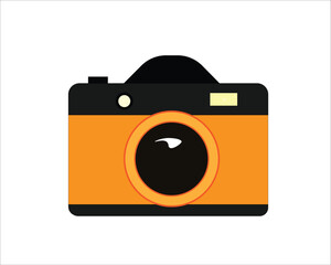 Orange camera on white background