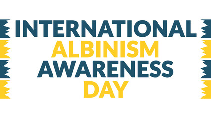 International Albinism Awareness Day text with side lines on a White background. Which is observed every year in June to celebrate Albinism Awareness Day.