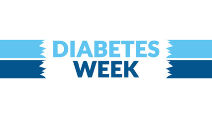 Diabetes Week text with side lines on a White background. Which is observed every year in June to celebrate Diabetes Week.