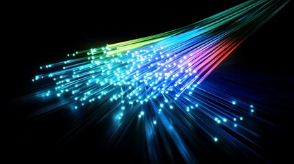 Fototapeta premium Vibrant Fiber Optics: A Symphony of Light and Technology