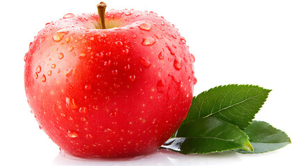 A crisp red apple glistening with water droplets