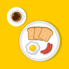 breakfast plate with coffee cup vector illustration