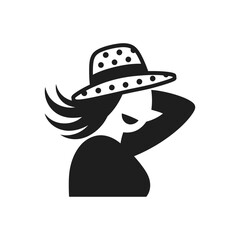Woman with Polka Dot Hat icon
