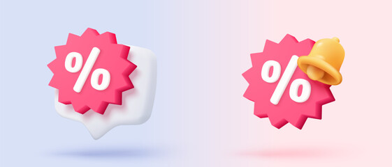 3d tag price icon with notice for discount coupon of cash and future use online shopping. sales coupon offer for shopping, special offer promotion. 3d discount announce icon vector render illustration