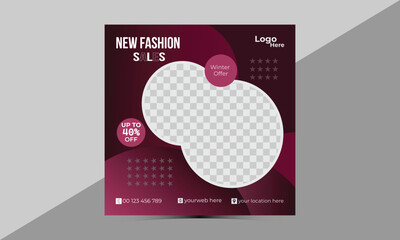 New Fashion Sales Winter social media post design.
