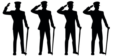 A powerful silhouette of a soldier saluting, symbolizing honor, respect, and patriotism. Perfect for Veterans Day, Memorial Day, and military tribute designs.