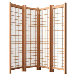Japanese Folding Screen Divider Isolated on Transparent Background