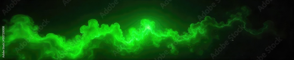 Wall mural intense green neon light explodes against a stark black backdrop, creating a vibrant, high-contrast 