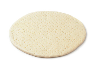 Uncooked pizza dough base
