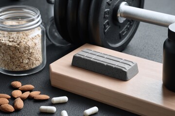 Healthy Snack Options for Fitness and Nutrition with Dumbbell