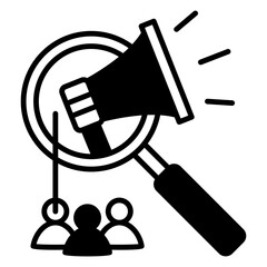 Targeted Marketing Campaign: Megaphone and Magnifying Glass Over Audience