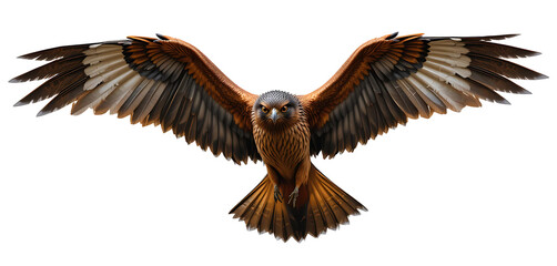 Obraz premium Redwing flying mid-air, wings open in curved motion. Photorealistic detail, no shadow, transparent background.