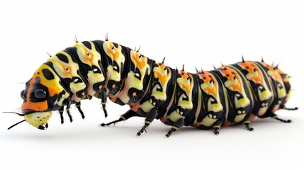Naklejka premium A highly detailed caterpillar isolated on a pure white background 