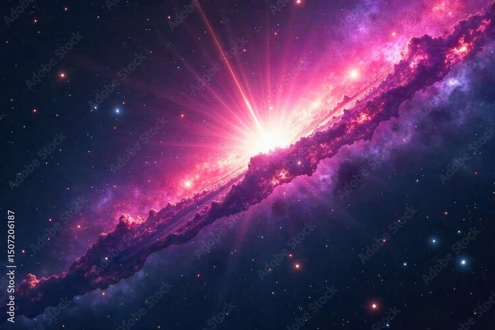 Wall mural mysterious cosmic rays streak across a deep space nebula, hinting at an unknown interstellar message