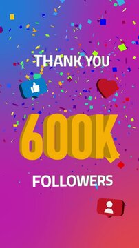 Thank You for 600K Followers, Social Media Milestone Animation