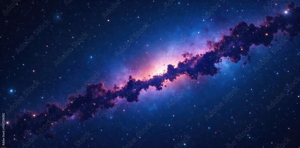 Wall mural night sky filled with twinkling constellations, stars shimmering and sparkling, cosmic dust and nebu