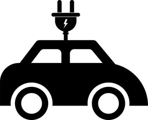 Electric car icon. Electrical automobile cable contour. plug charging black symbol. electro auto vehicle concept. Electric refueling
