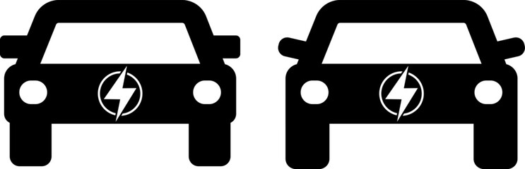 Electric car icon set. Electrical automobile cable contour. plug charging black symbol. electro auto vehicle concept. Electric refueling
