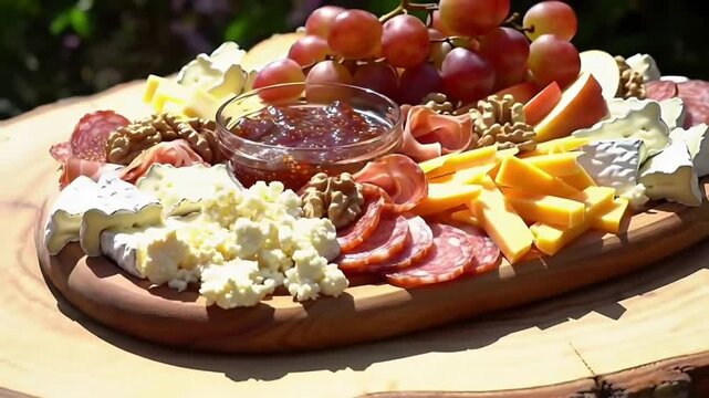Rustic Charcuterie Board with Assorted Delicacies