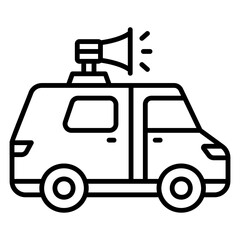 Announcement Van with Megaphone Promoting Event, Isolated Vector