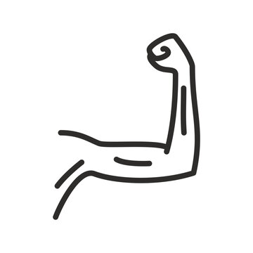 thin arm icon, skinny hand, body slimming, thin line symbol vector illustration