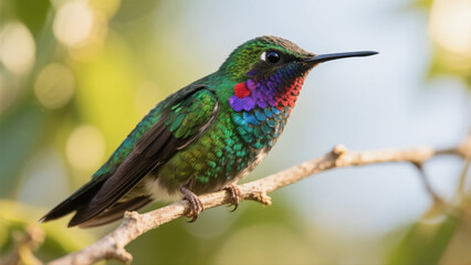 Fototapeta premium Colorful Hummingbird in Flight Vivid Beauty of Nature and Tropical Elegance