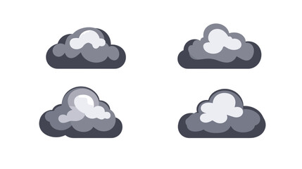 Obraz premium Pixel Art of Gray Fluffy Clouds on White Background Weather Elements Graphic Design
