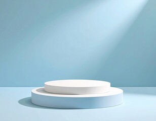 Minimalist blue and white product display platform