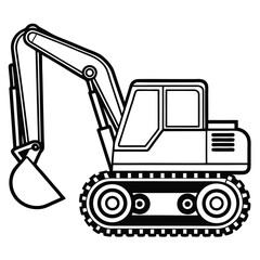 Construction Excavator Vector Outline.