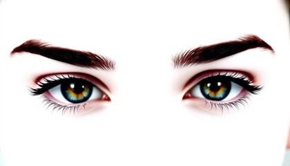 Naklejka premium Close-up silhouette of two pairs of eyes and eyebrows, isolated on white, detail, intimacy