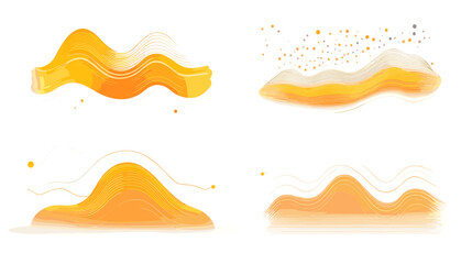 Pixelated Abstract Orange and Yellow Wavy Design Elements on White Background
