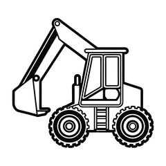 Construction Excavator Vector Outline.