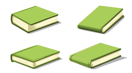 Fototapeta premium Pixelated Green Books in Four Isometric Views on White Background for Education Related Visuals