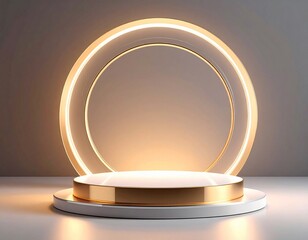 Elegant gold and white circular product display platform