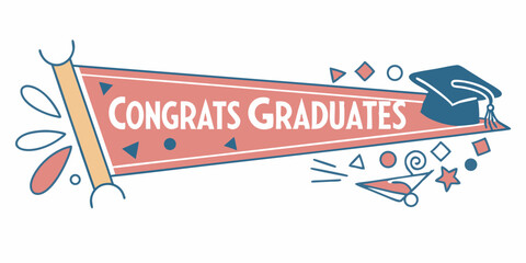 Congratulations graduates design with mortarboard cap and celebration elements