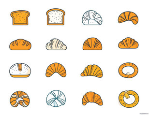 Flat Vector Icons of Bread for UI and Packaging