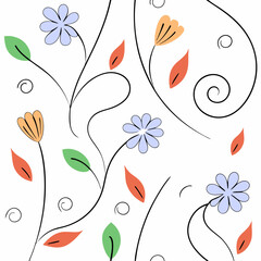 Floral Delight: Artistic illustration of intricate floral elements with a touch of whimsy and elegance, ideal for print, or digital design.