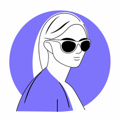 A clear and simple sentence for naming the image could be:
Stylish woman wearing sunglasses in vector art style