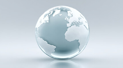 Fototapeta premium Glass globe with continents visible in clean white background