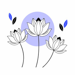 Tranquil Lotus Blooms: Delicate lotus blossoms in graceful silhouette, against a soft gradient backdrop evoke a sense of peace and meditation. 