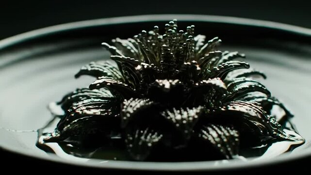 Abstract black flower bloom ferromagnetic dark fantasy