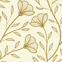 Seamless floral and leaf pattern design for nature-inspired decoration