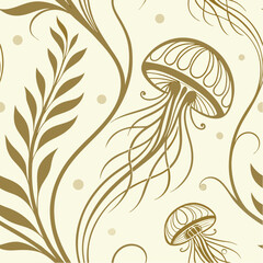 Vintage floral pattern with swirling leaves and decorative flower elements