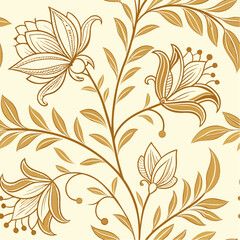 Seamless floral pattern with vintage leaves and ornate design for spring and summer decoration