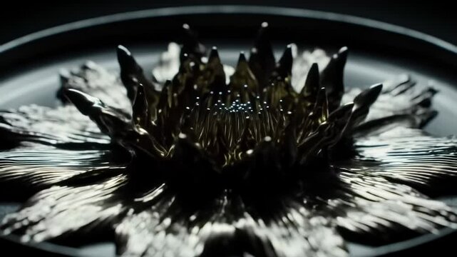Abstract black flower bloom ferromagnetic dark fantasy