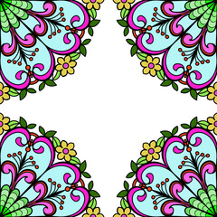 Vector Mandala Art Color: Black and White. Flower,  Square Design 