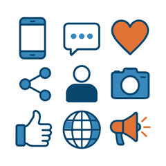 Social Media Engagement and Online Community icons