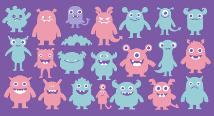 Obraz premium seamless pattern with funny monsters
